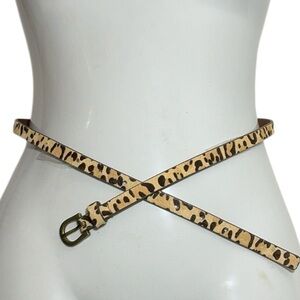 American Eagle Outfitters Leather Calf Hair Leopard Print Belt